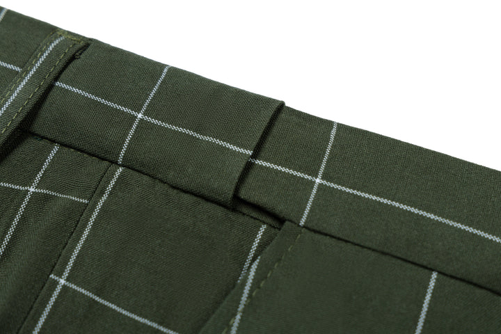 Bllmen Olive Green 3 Pieces Mens Suit Peak Lapel Tuxedos ST017