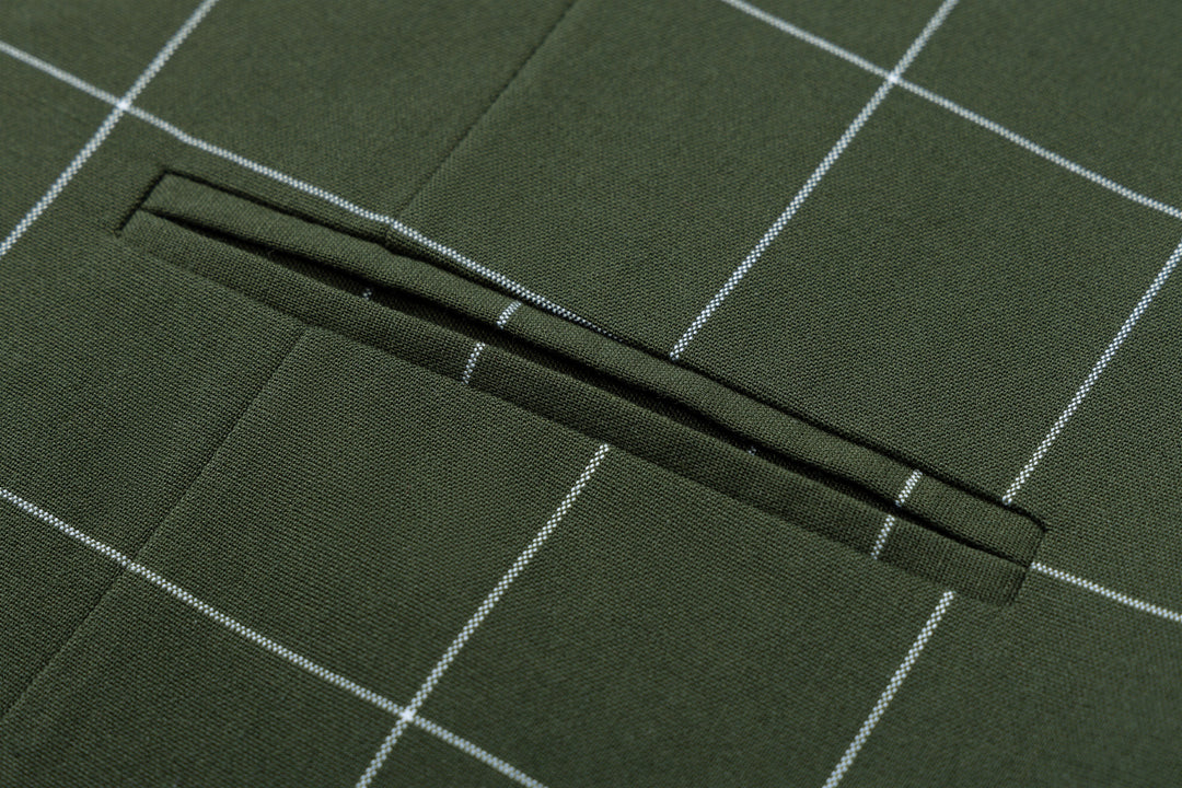 Bllmen Olive Green 3 Pieces Mens Suit Peak Lapel Tuxedos ST017