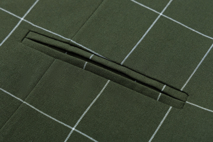 Bllmen Olive Green 3 Pieces Mens Suit Peak Lapel Tuxedos ST017