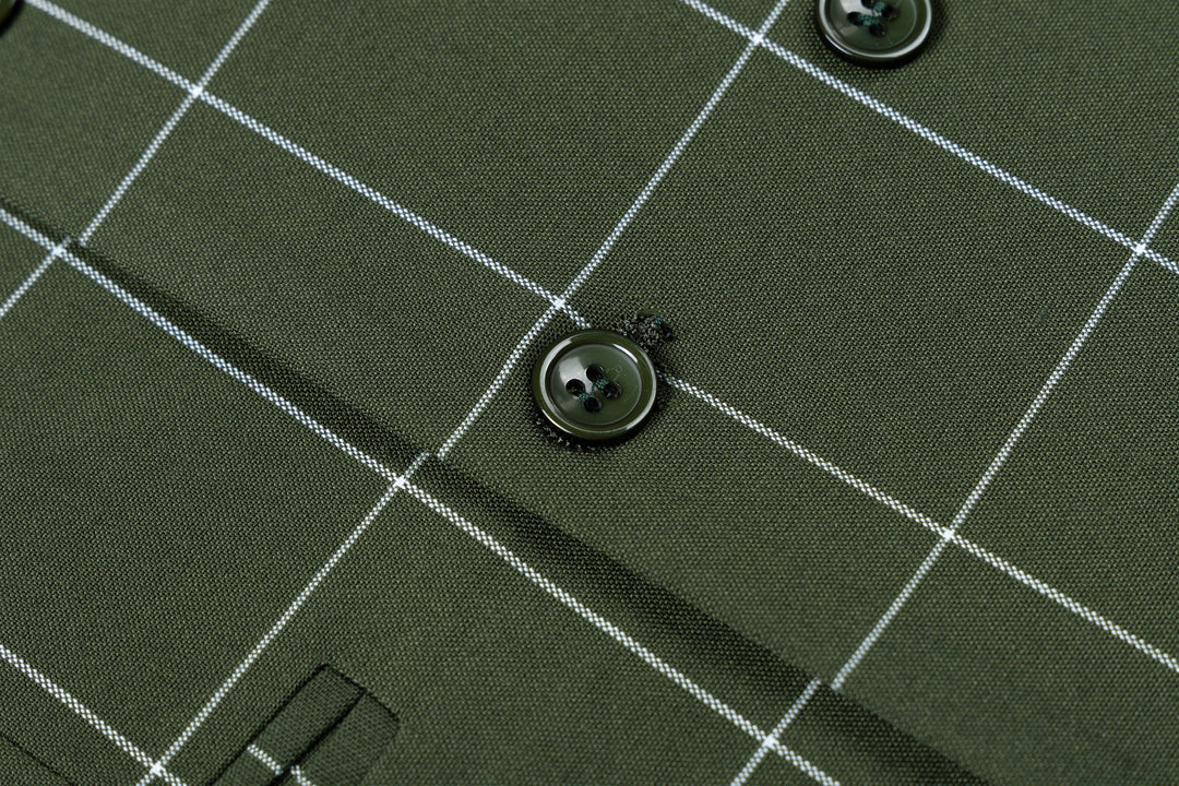 Bllmen Olive Green 3 Pieces Mens Suit Peak Lapel Tuxedos ST017