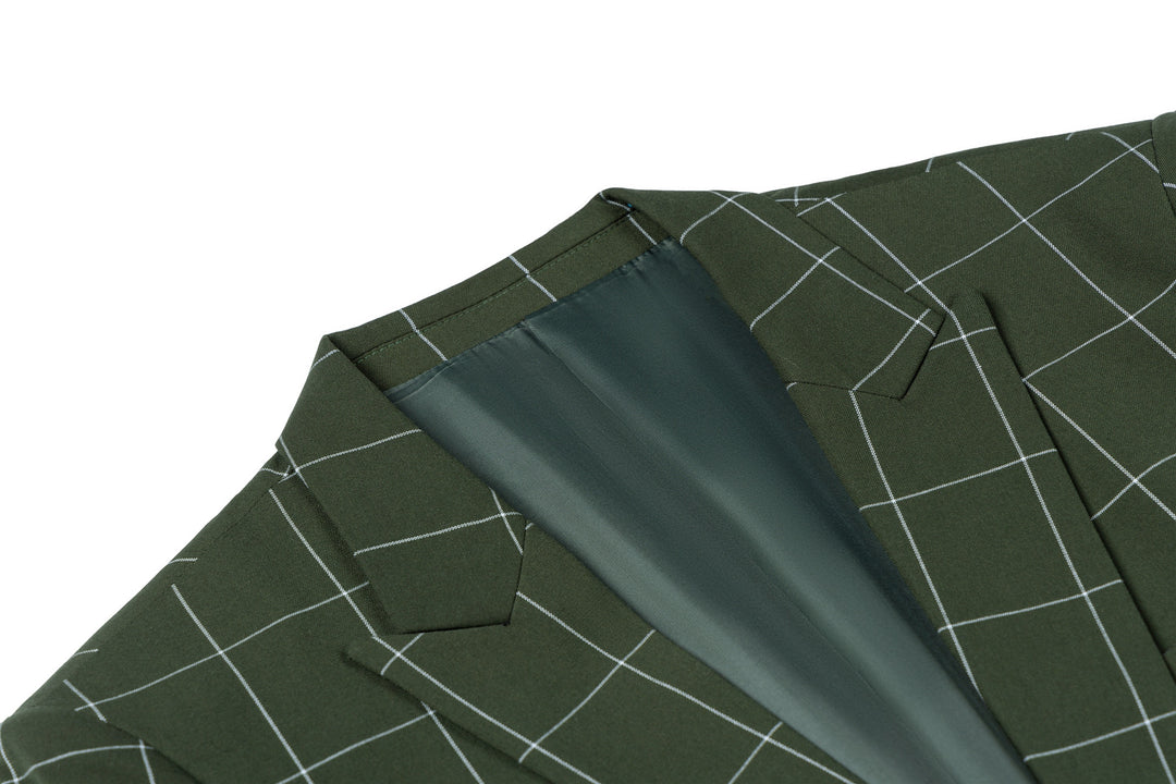 Bllmen Olive Green 3 Pieces Mens Suit Peak Lapel Tuxedos ST017