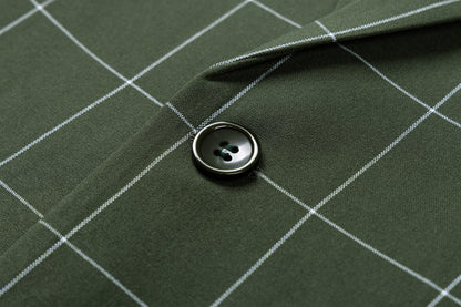 Bllmen Olive Green 3 Pieces Mens Suit Peak Lapel Tuxedos ST017