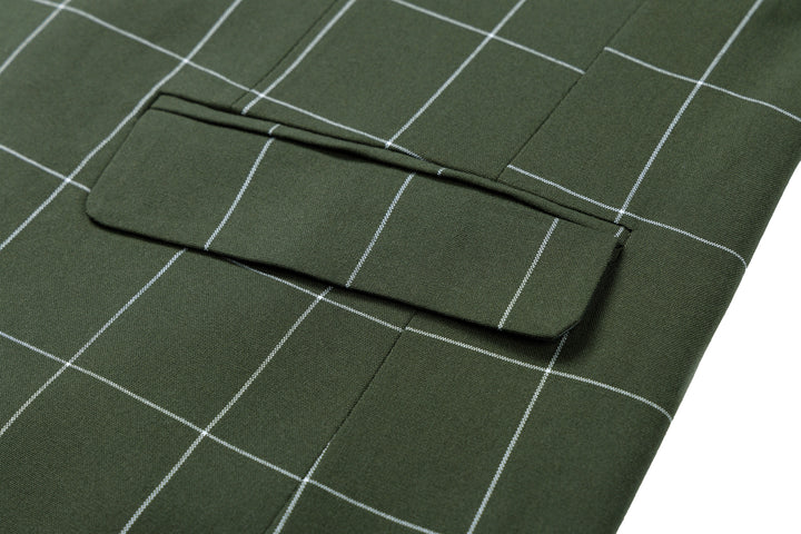 Bllmen Olive Green 3 Pieces Mens Suit Peak Lapel Tuxedos ST017