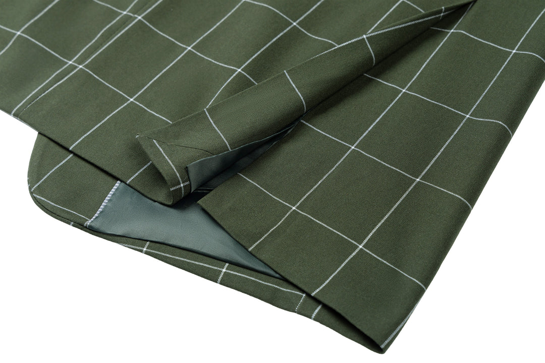 Bllmen Olive Green 3 Pieces Mens Suit Peak Lapel Tuxedos ST017