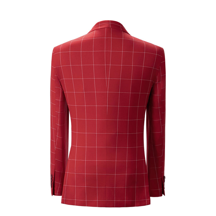 Bllmen Red 3 Pieces Mens Suit Peak Lapel Tuxedos ST017