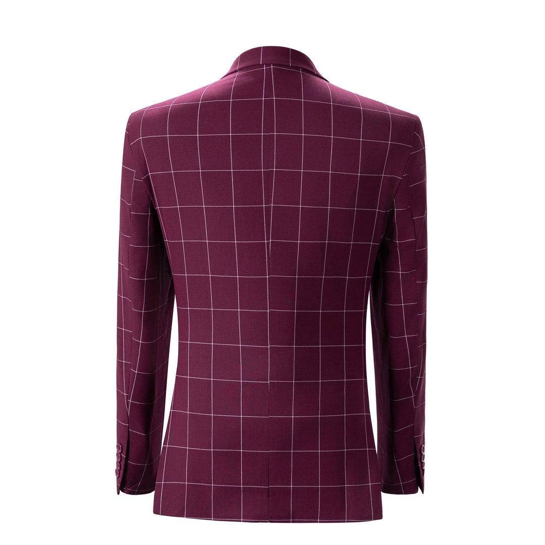 Bllmen Burgundy 3 Pieces Mens Suit Peak Lapel Tuxedos ST017