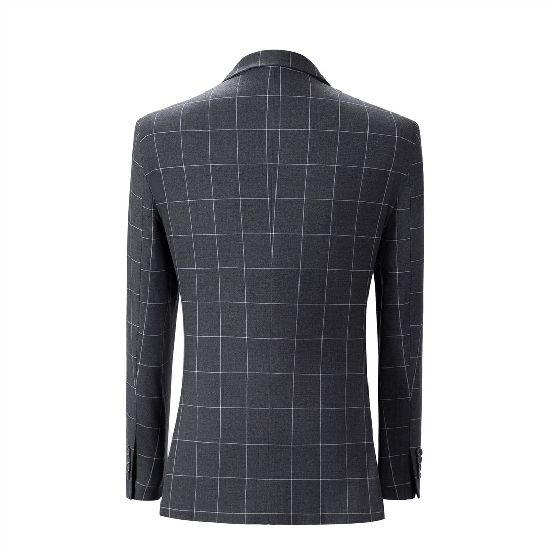 Bllmen Grey 3 Pieces Mens Suit Peak Lapel Tuxedos ST017