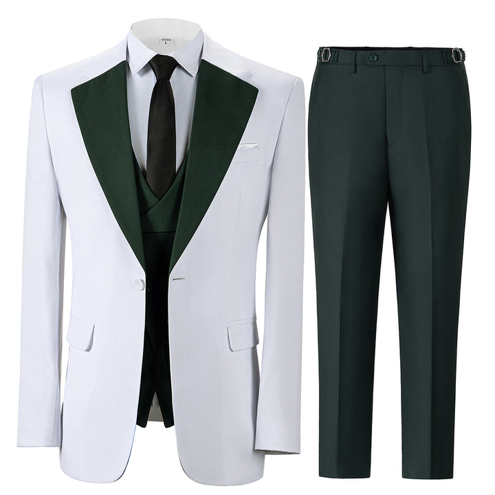 Bllmen Hunt Green 3 Pieces Mens Suit Notch Lapel Tuxedos ST011