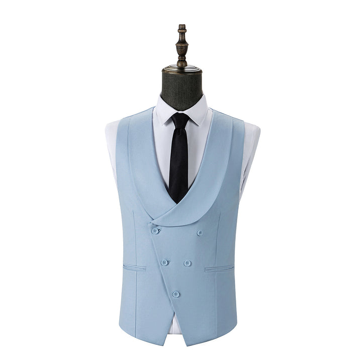 Bllmen Light Blue 3 Pieces Mens Suit Notch Lapel Tuxedos ST011