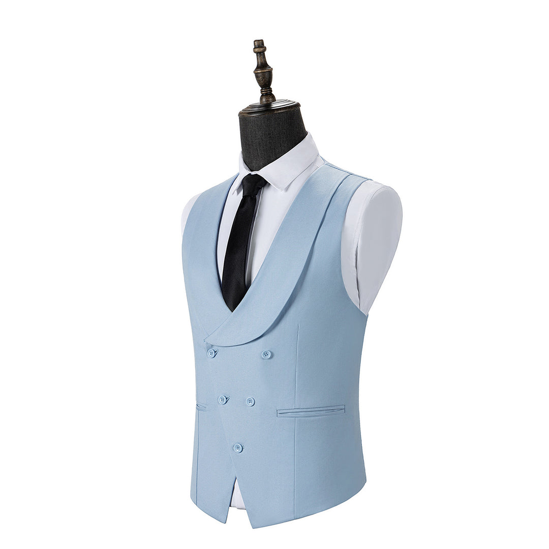 Bllmen Light Blue 3 Pieces Mens Suit Notch Lapel Tuxedos ST011