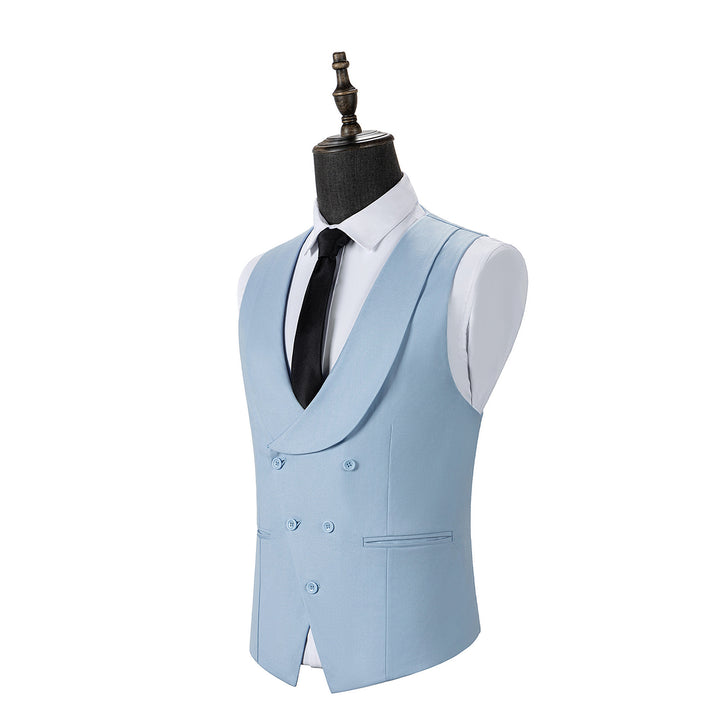 Bllmen Light Blue 3 Pieces Mens Suit Notch Lapel Tuxedos ST011