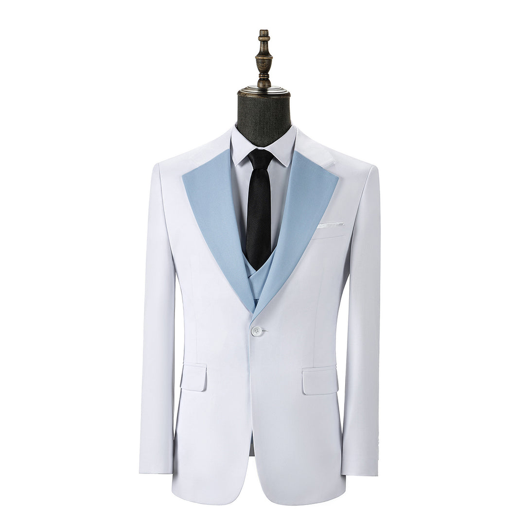Bllmen Light Blue 3 Pieces Mens Suit Notch Lapel Tuxedos ST011