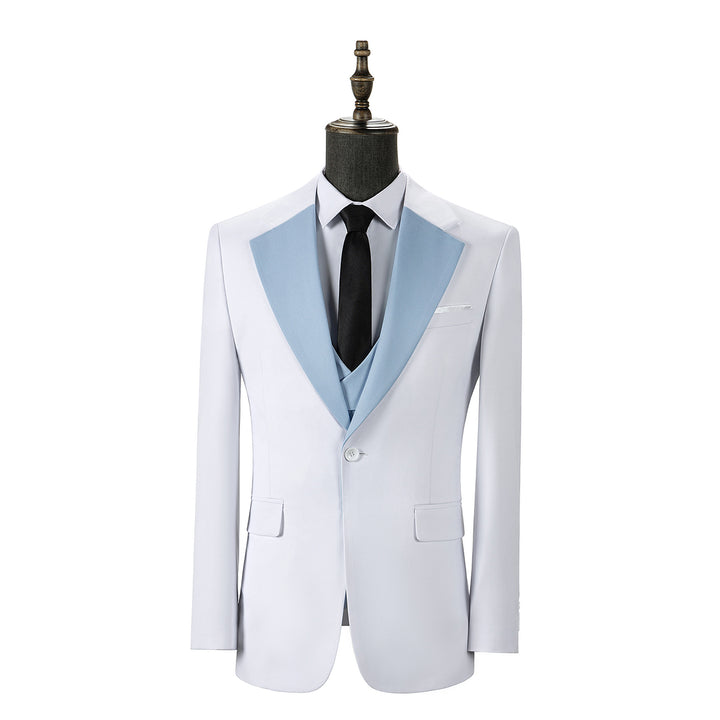 Bllmen Light Blue 3 Pieces Mens Suit Notch Lapel Tuxedos ST011