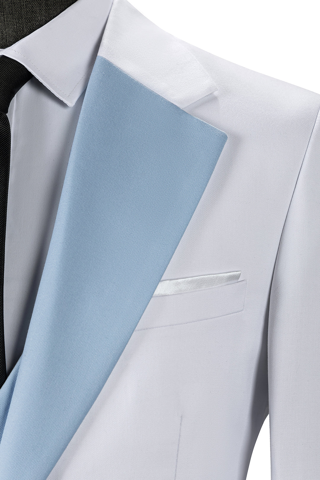 Bllmen Light Blue 3 Pieces Mens Suit Notch Lapel Tuxedos ST011