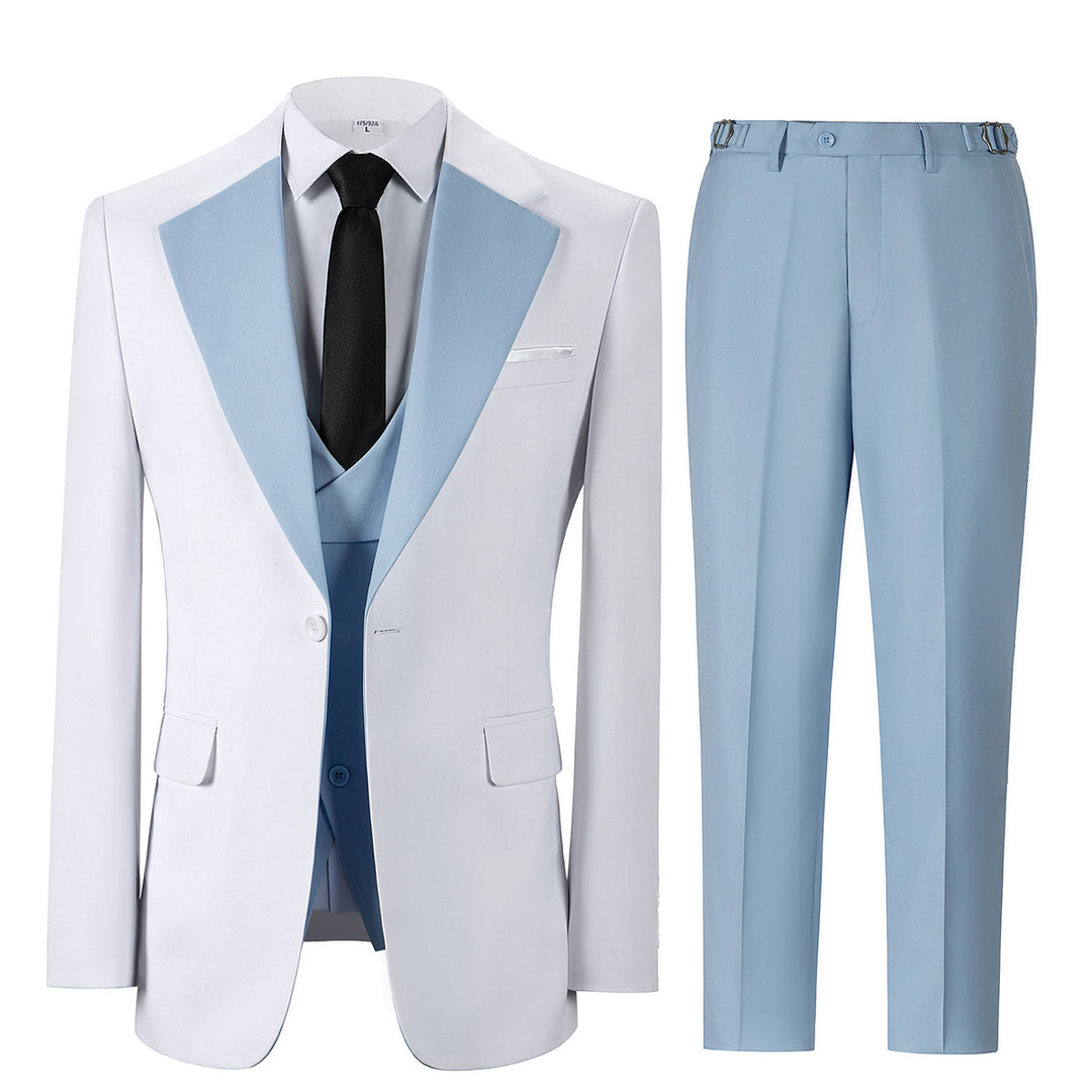 Bllmen Light Blue 3 Pieces Mens Suit Notch Lapel Tuxedos ST011