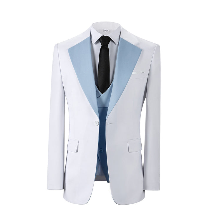 Bllmen Light Blue 3 Pieces Mens Suit Notch Lapel Tuxedos ST011
