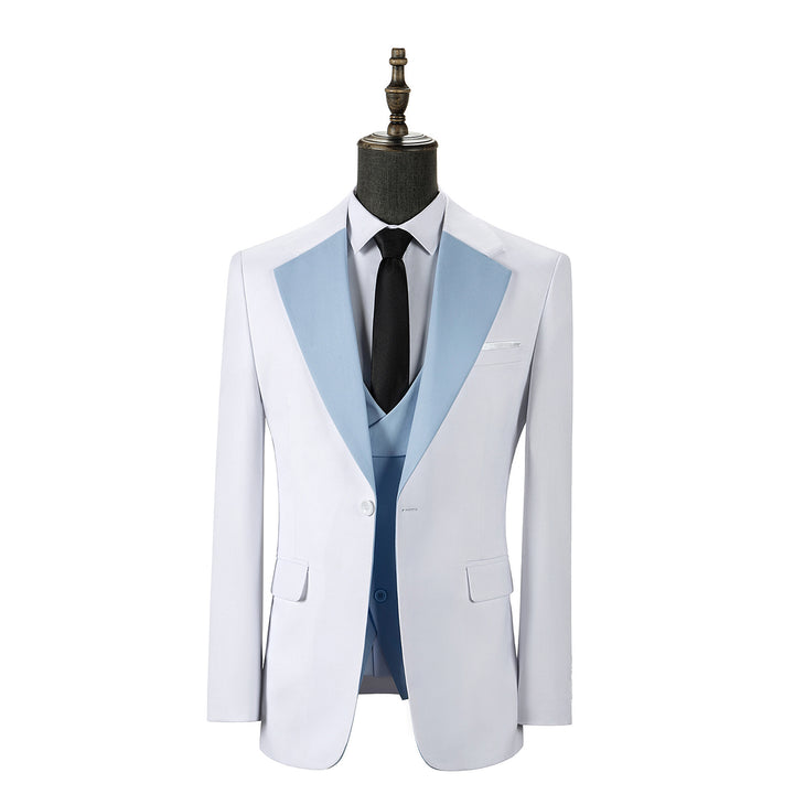Bllmen Light Blue 3 Pieces Mens Suit Notch Lapel Tuxedos ST011