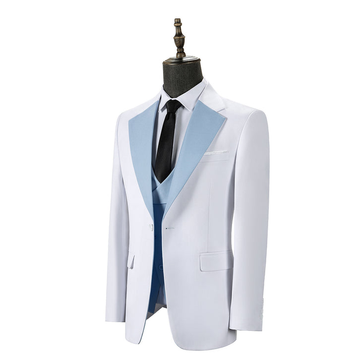 Bllmen Light Blue 3 Pieces Mens Suit Notch Lapel Tuxedos ST011
