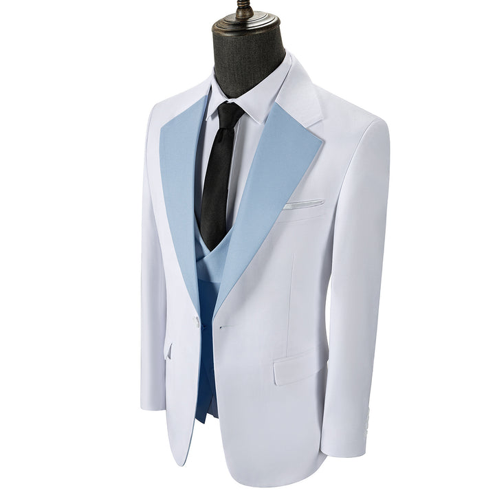 Bllmen Light Blue 3 Pieces Mens Suit Notch Lapel Tuxedos ST011