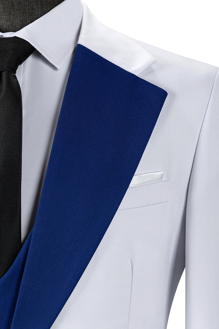 Bllmen Royal Blue 3 Pieces Mens Suit Notch Lapel Tuxedos ST011