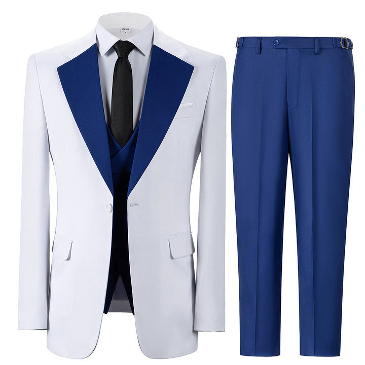 Bllmen Royal Blue 3 Pieces Mens Suit Notch Lapel Tuxedos ST011