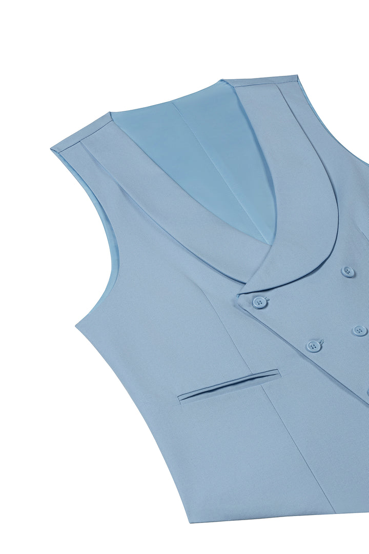 Bllmen Light Blue 3 Pieces Mens Suit Notch Lapel Tuxedos ST011