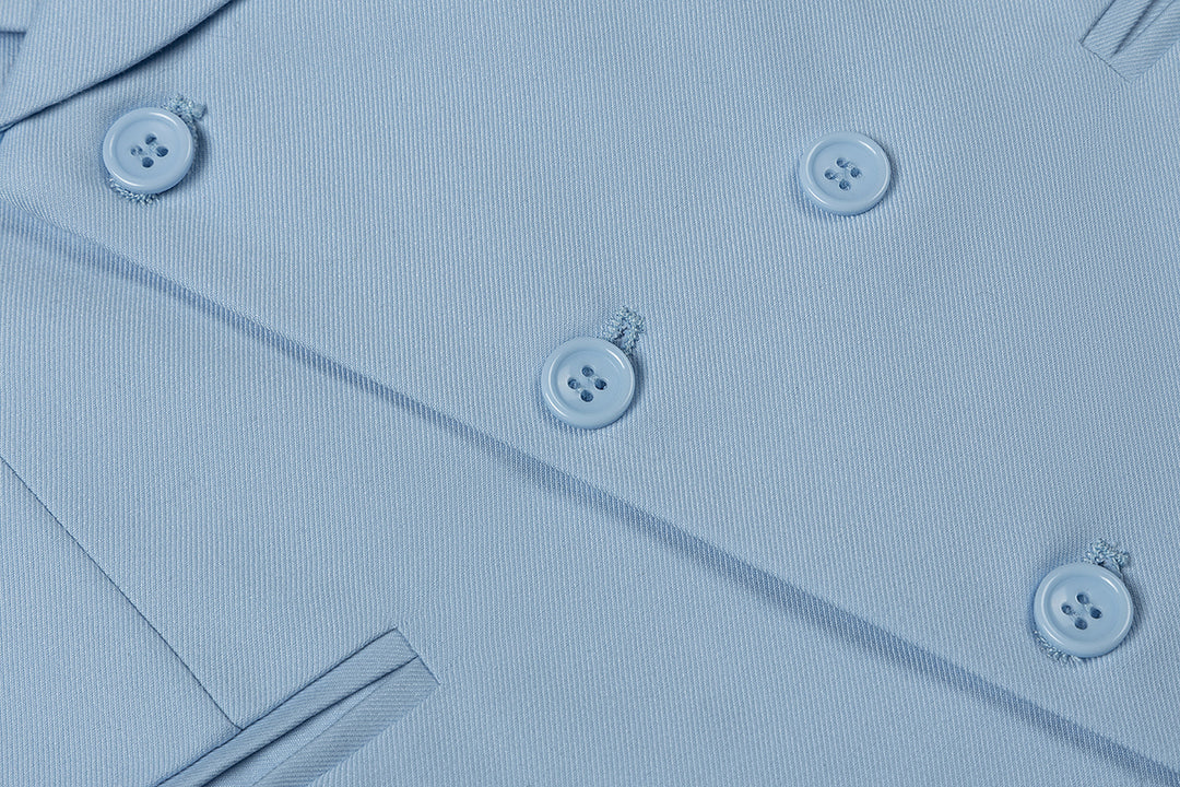 Bllmen Light Blue 3 Pieces Mens Suit Notch Lapel Tuxedos ST011