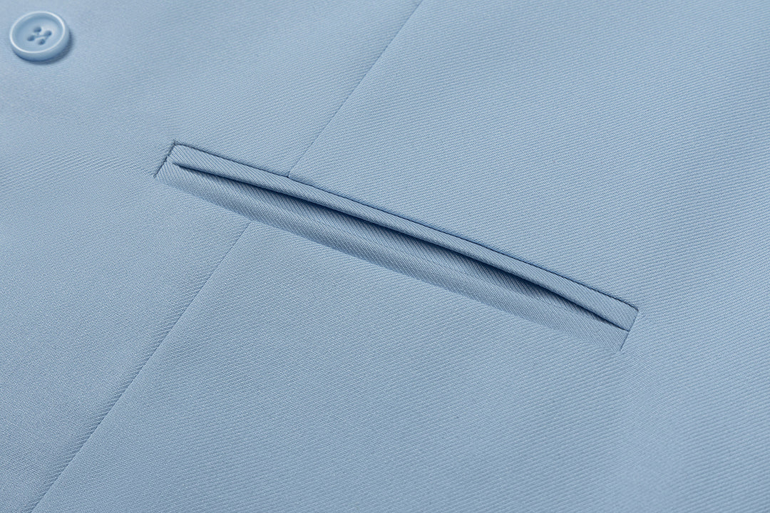 Bllmen Light Blue 3 Pieces Mens Suit Notch Lapel Tuxedos ST011