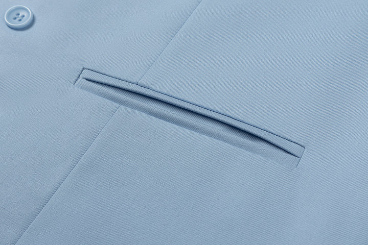 Bllmen Light Blue 3 Pieces Mens Suit Notch Lapel Tuxedos ST011