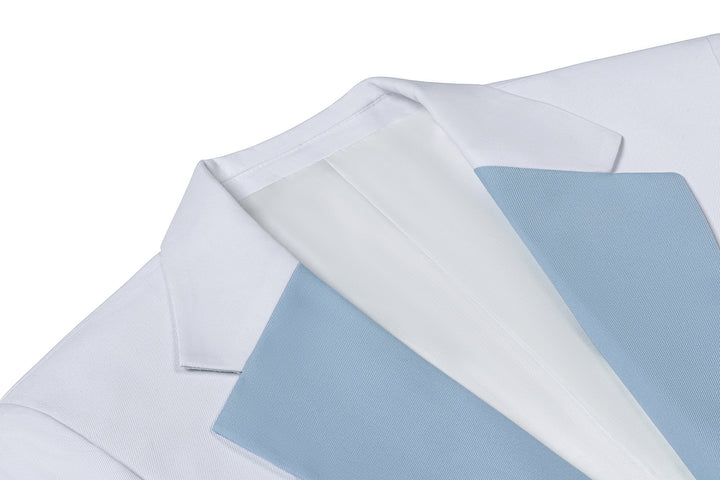 Bllmen Light Blue 3 Pieces Mens Suit Notch Lapel Tuxedos ST011