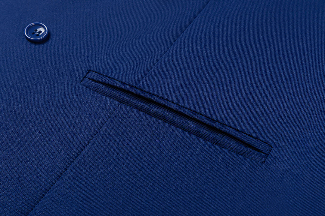 Bllmen Royal Blue 3 Pieces Mens Suit Notch Lapel Tuxedos ST011