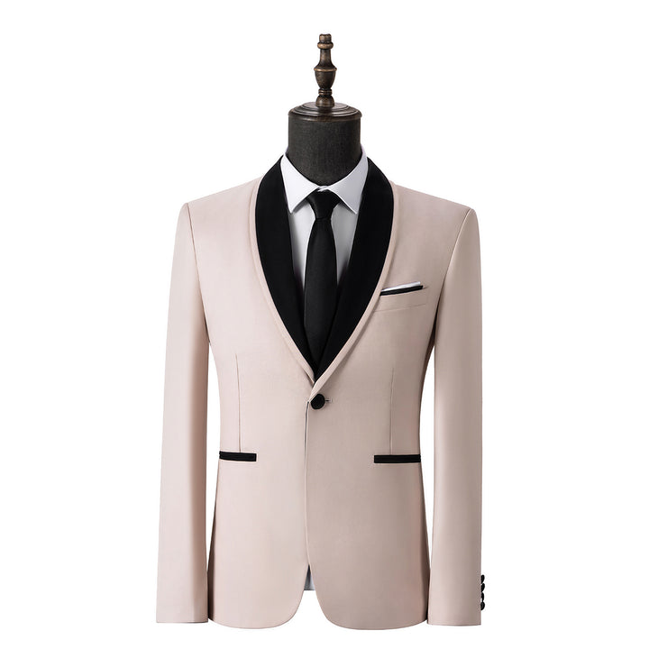 Bllmen Beige 3 Pieces Mens Suit Shawl Lapel Tuxedos ST004