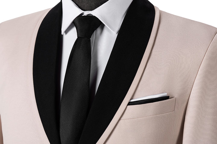 Bllmen Beige 3 Pieces Mens Suit Shawl Lapel Tuxedos ST004