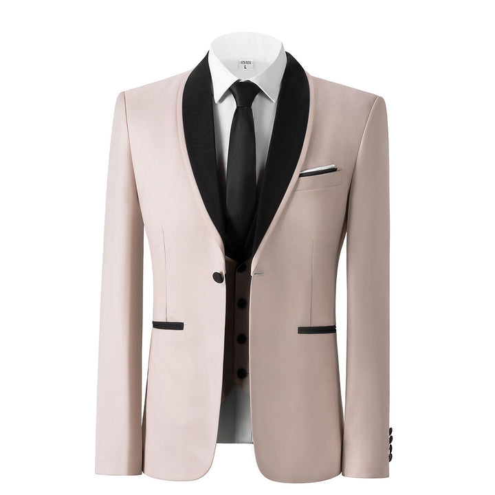 Bllmen Beige 3 Pieces Mens Suit Shawl Lapel Tuxedos ST004