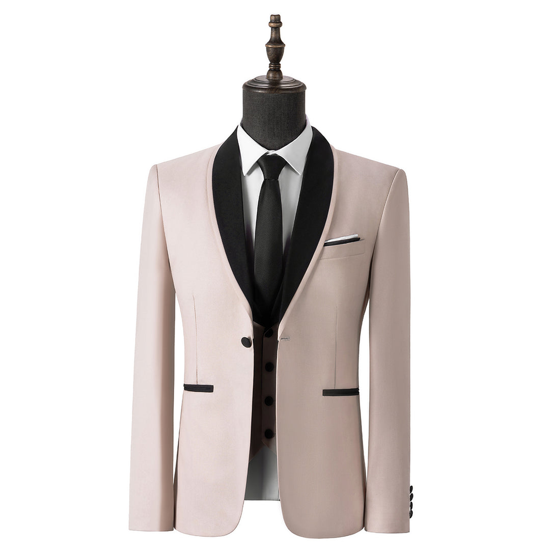 Bllmen Beige 3 Pieces Mens Suit Shawl Lapel Tuxedos ST004