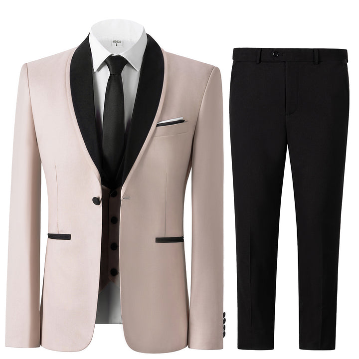 Bllmen Beige 3 Pieces Mens Suit Shawl Lapel Tuxedos ST004