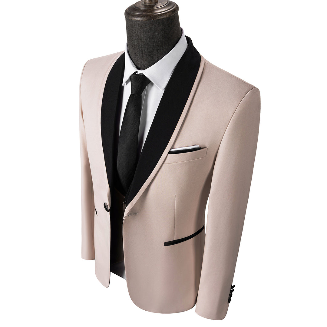 Bllmen Beige 3 Pieces Mens Suit Shawl Lapel Tuxedos ST004