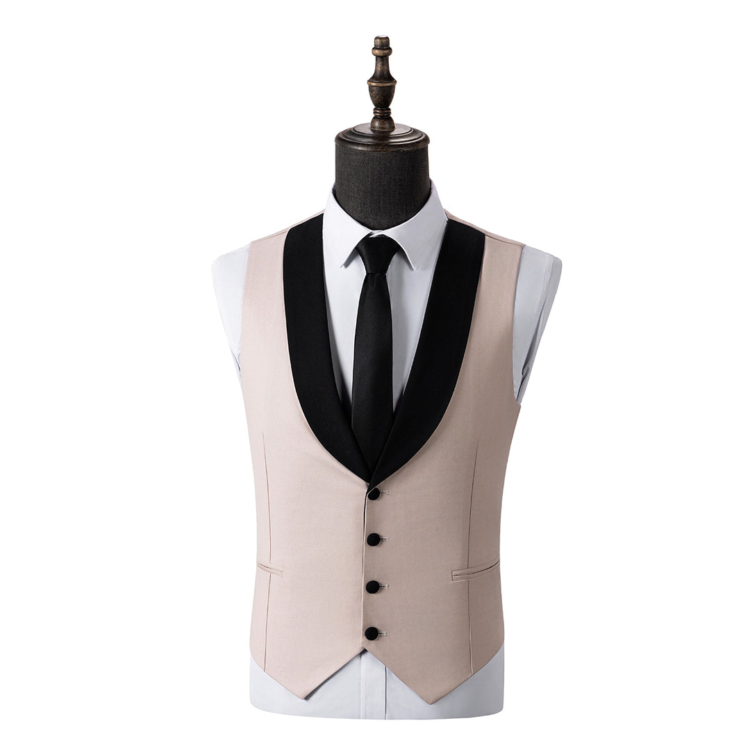 Bllmen Beige 3 Pieces Mens Suit Shawl Lapel Tuxedos ST004