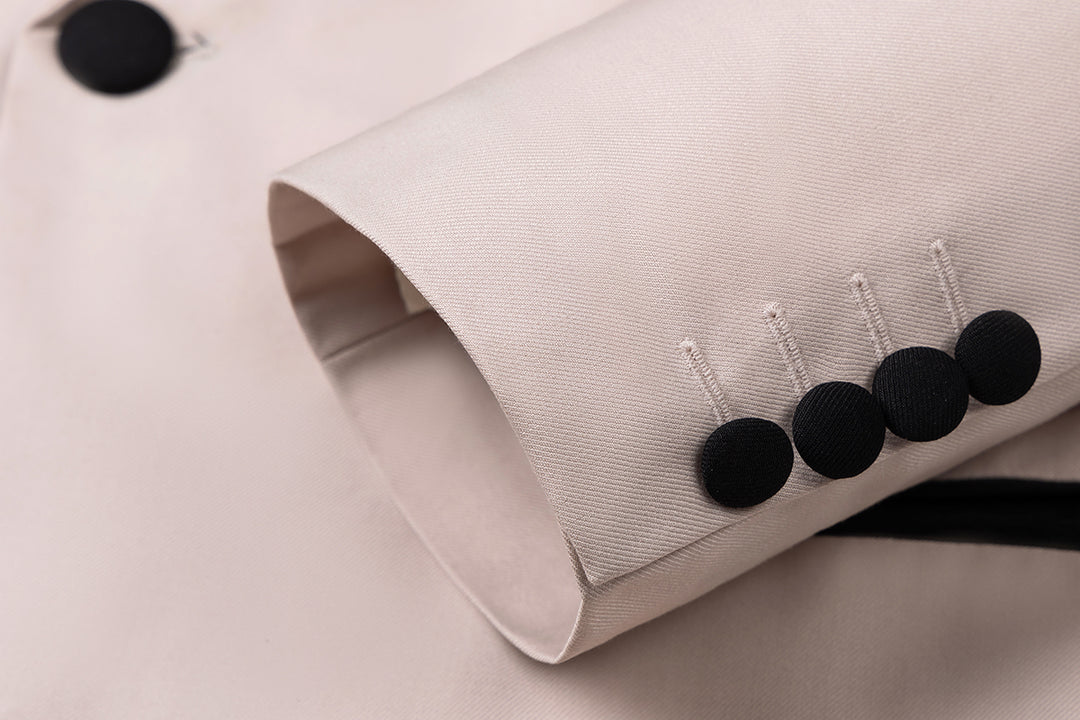 Bllmen Beige 3 Pieces Mens Suit Shawl Lapel Tuxedos ST004