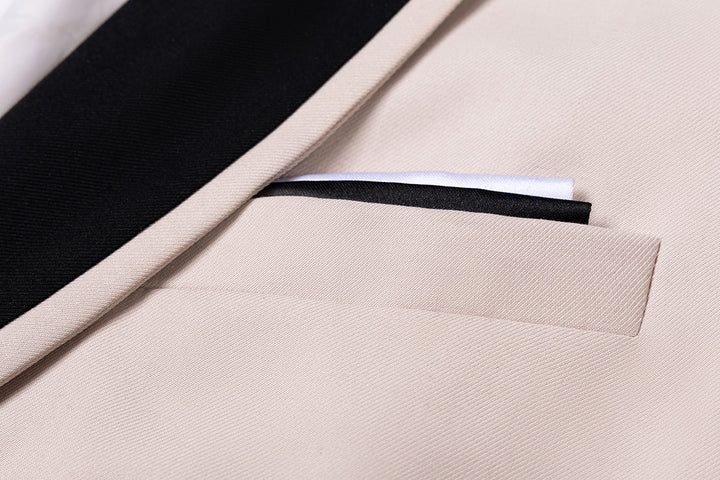 Bllmen Beige 3 Pieces Mens Suit Shawl Lapel Tuxedos ST004