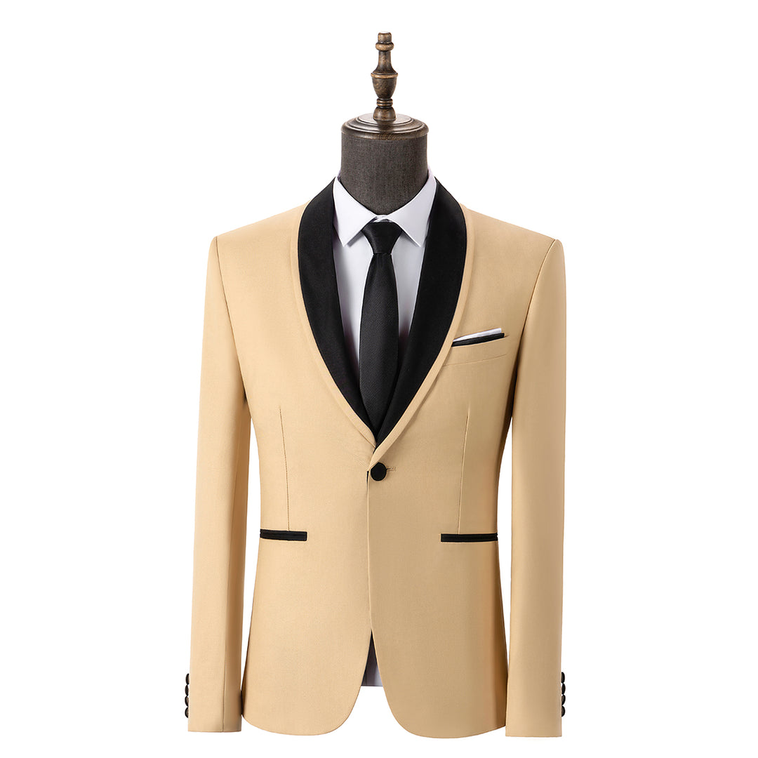 Bllmen Champagne 3 Pieces Mens Suit Shawl Lapel Tuxedos ST004