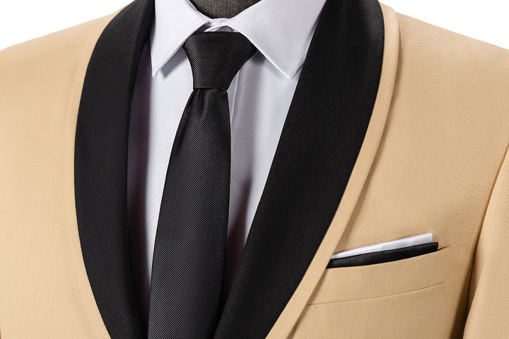Bllmen Champagne 3 Pieces Mens Suit Shawl Lapel Tuxedos ST004