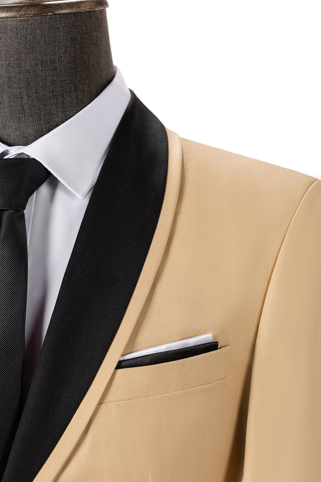 Bllmen Champagne 3 Pieces Mens Suit Shawl Lapel Tuxedos ST004