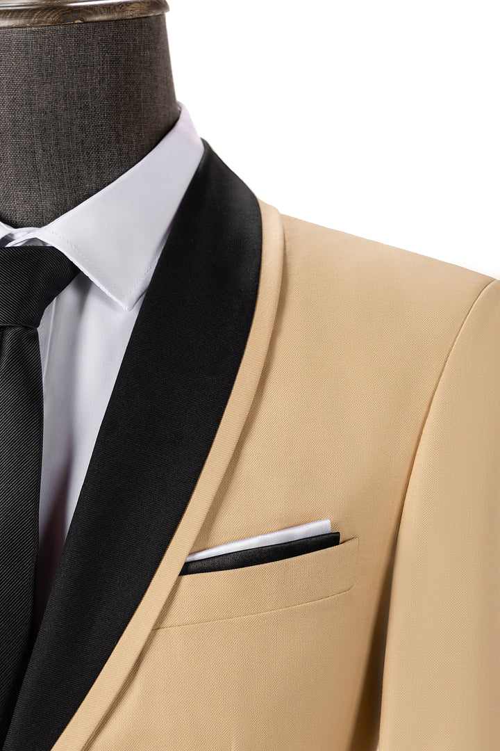 Bllmen Champagne 3 Pieces Mens Suit Shawl Lapel Tuxedos ST004