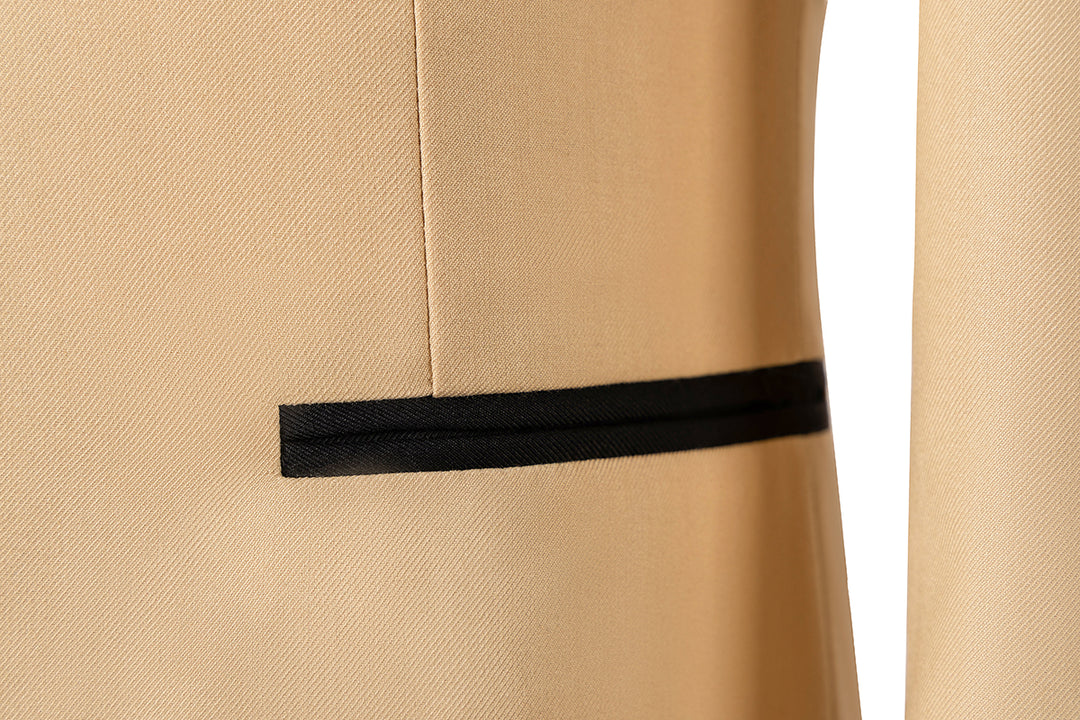 Bllmen Champagne 3 Pieces Mens Suit Shawl Lapel Tuxedos ST004