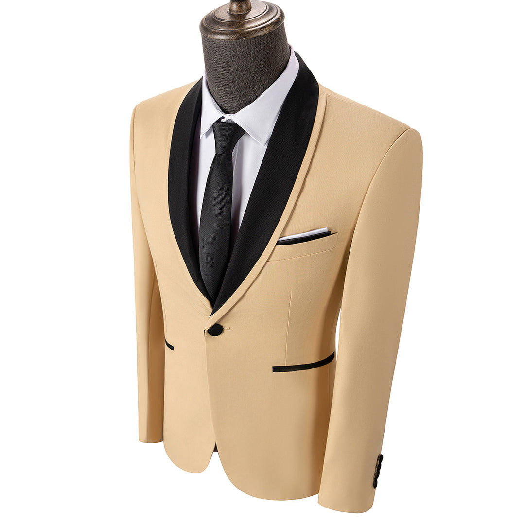 Bllmen Champagne 3 Pieces Mens Suit Shawl Lapel Tuxedos ST004