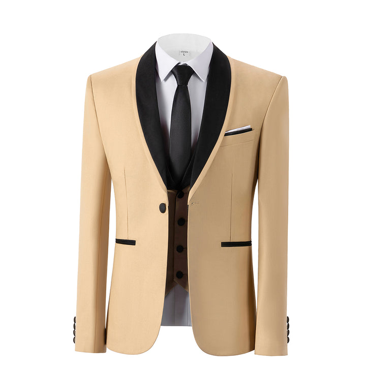 Bllmen Champagne 3 Pieces Mens Suit Shawl Lapel Tuxedos ST004
