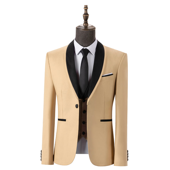 Bllmen Champagne 3 Pieces Mens Suit Shawl Lapel Tuxedos ST004