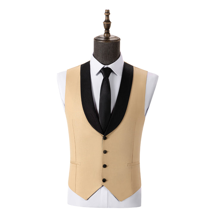 Bllmen Champagne 3 Pieces Mens Suit Shawl Lapel Tuxedos ST004