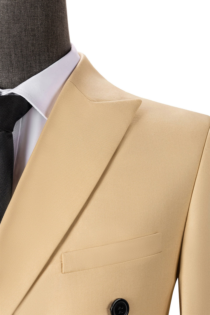 Bllmen Champagne 2 Pieces Solid Peak Lapel Men's Suit ST002